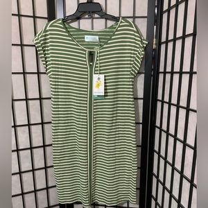 NWT Aventura Indra Stripe Print  Cotton Round NeckDress With Keyhole Back